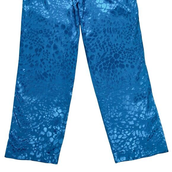 Zara Pants Womens Size XS Blue Jacquard Textured High Waisted Straight Leg Party - Picture 10 of 16